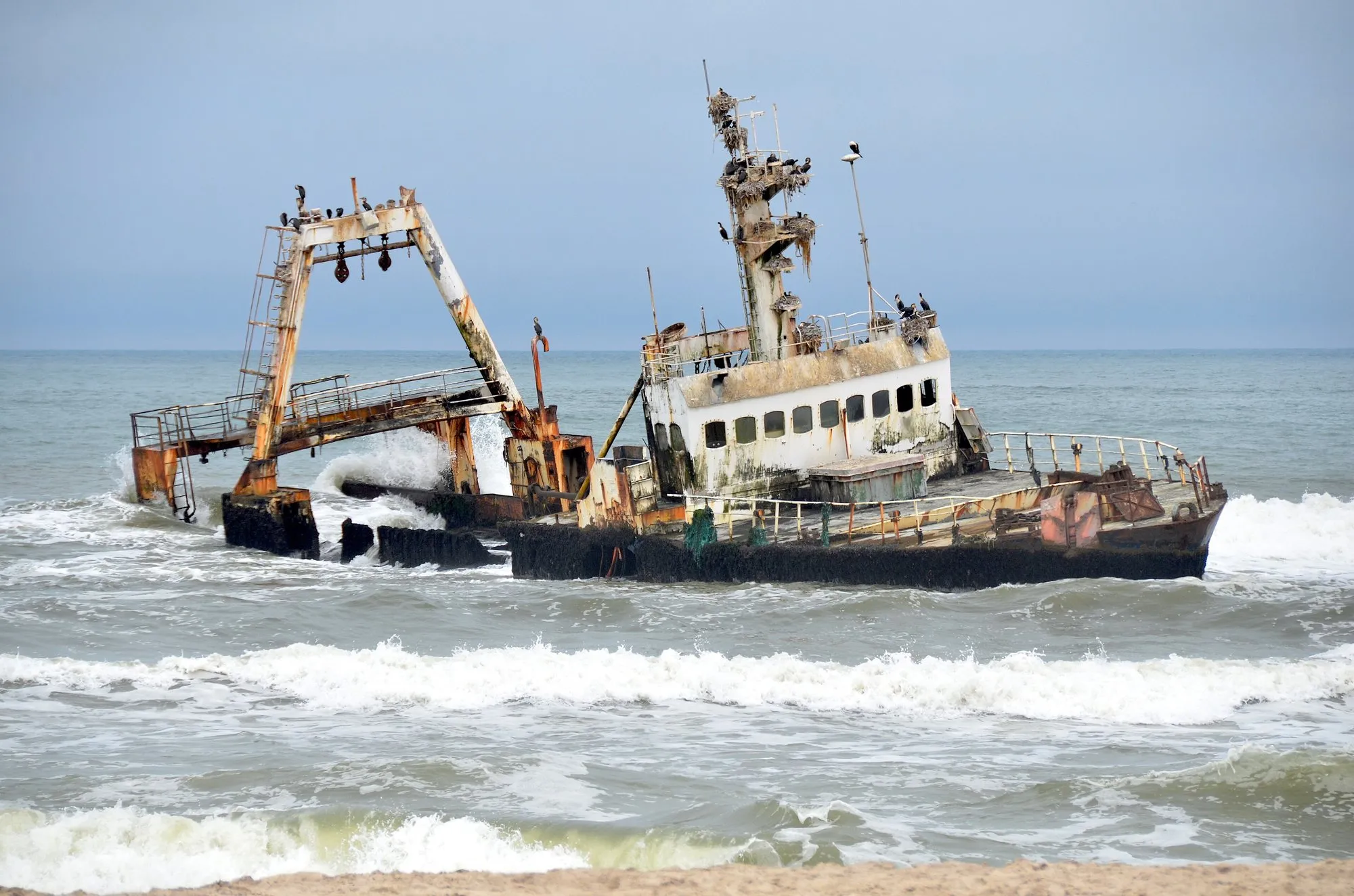 The rusting wreck of the Zeila in the surf near Henties Bay